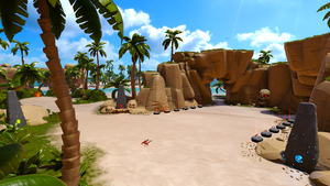 A screenshot of the hub island.